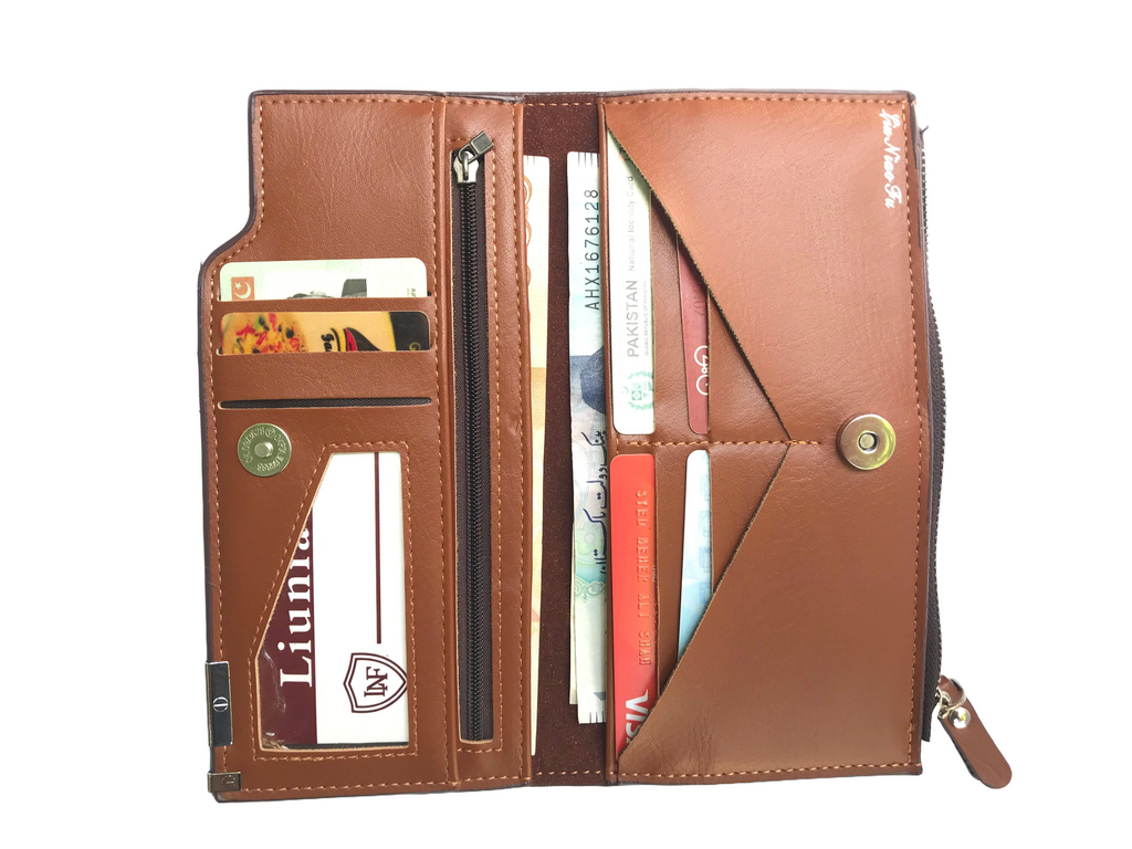 Liuniao Fu Premium Brown Long Wallet