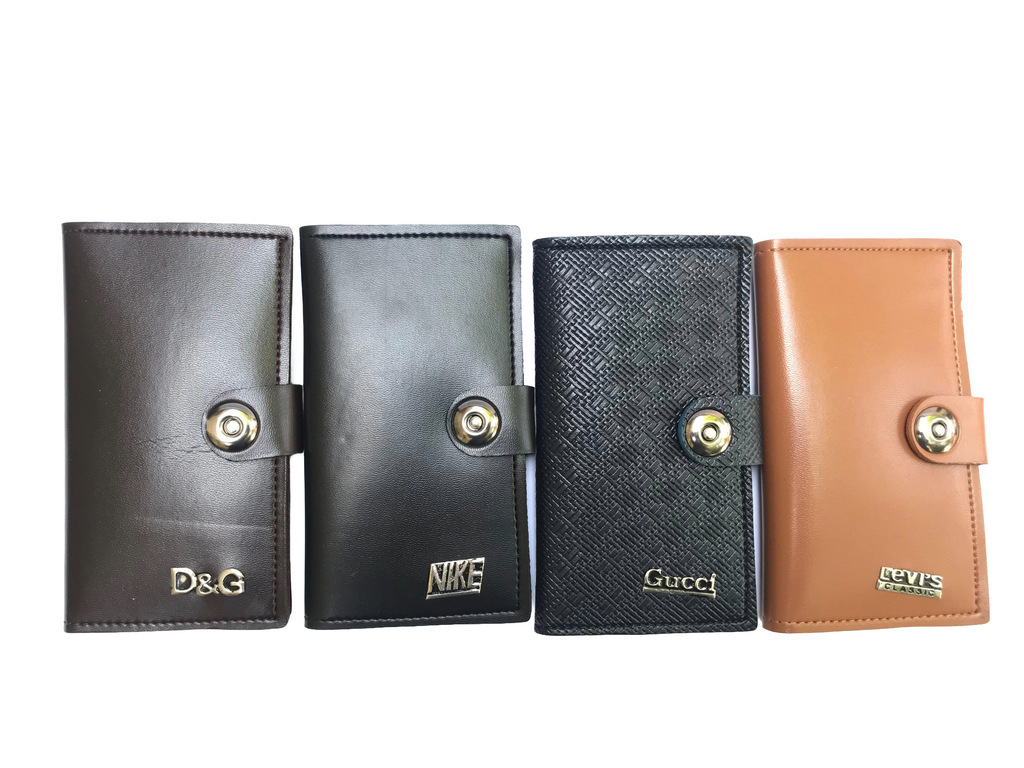 Tan Bi-Fold Wallet with ID Slot & Snap Closure