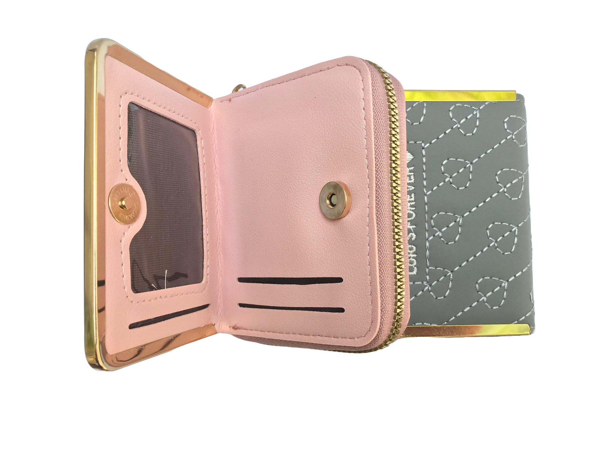 Fashionable Zipper Wallet with Pom-Pom and Card Slots